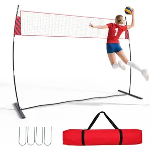 12FT Adjustable Volleyball Net for Backyard, Beach, Indoor, Portable Freestanding System with Quick-Setup, Upgraded Fiberglass Poles, Regulation Height, Training, Family Game