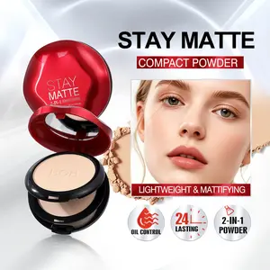 Dual-effect long-lasting matte powder foundation, concealer and oil-control, dual-layer for wet and dry use, lightweight and skin-fitting setting powder for women