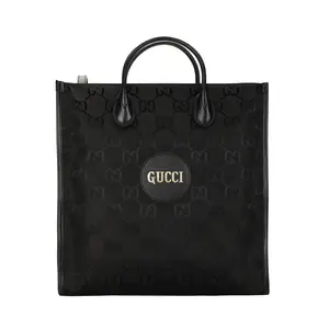 Gucci Off The Grid Large Tote Bag for Men – Nylon and Leather, Monogram Logo, Vertical Style, Black