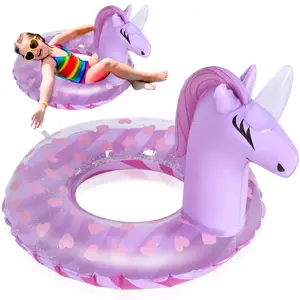 Inflatable Unicorn Pool Float for Kids – Glitter Design