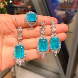 Jewelry gift for Her Blue Paraiba jewelry set