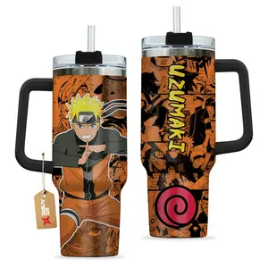 STORMMECH- Konoha Hero 40oz Insulated mug, insulated tumbler,  cartoon design, thermal mug, double wall vacuum stainless steel, straw lid with handle leak proof, keeps hot 12 hours cold 24 hours, valentine birthday gift
