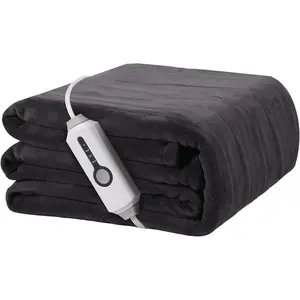 Electric Heated Blanket 72"x84" Full Size Soft Coral Fleece with 4 Heating Levels 10 Hours Auto-Off Machine Washable Cozy Plush Fabric for Home Women's Gift Dark Gray