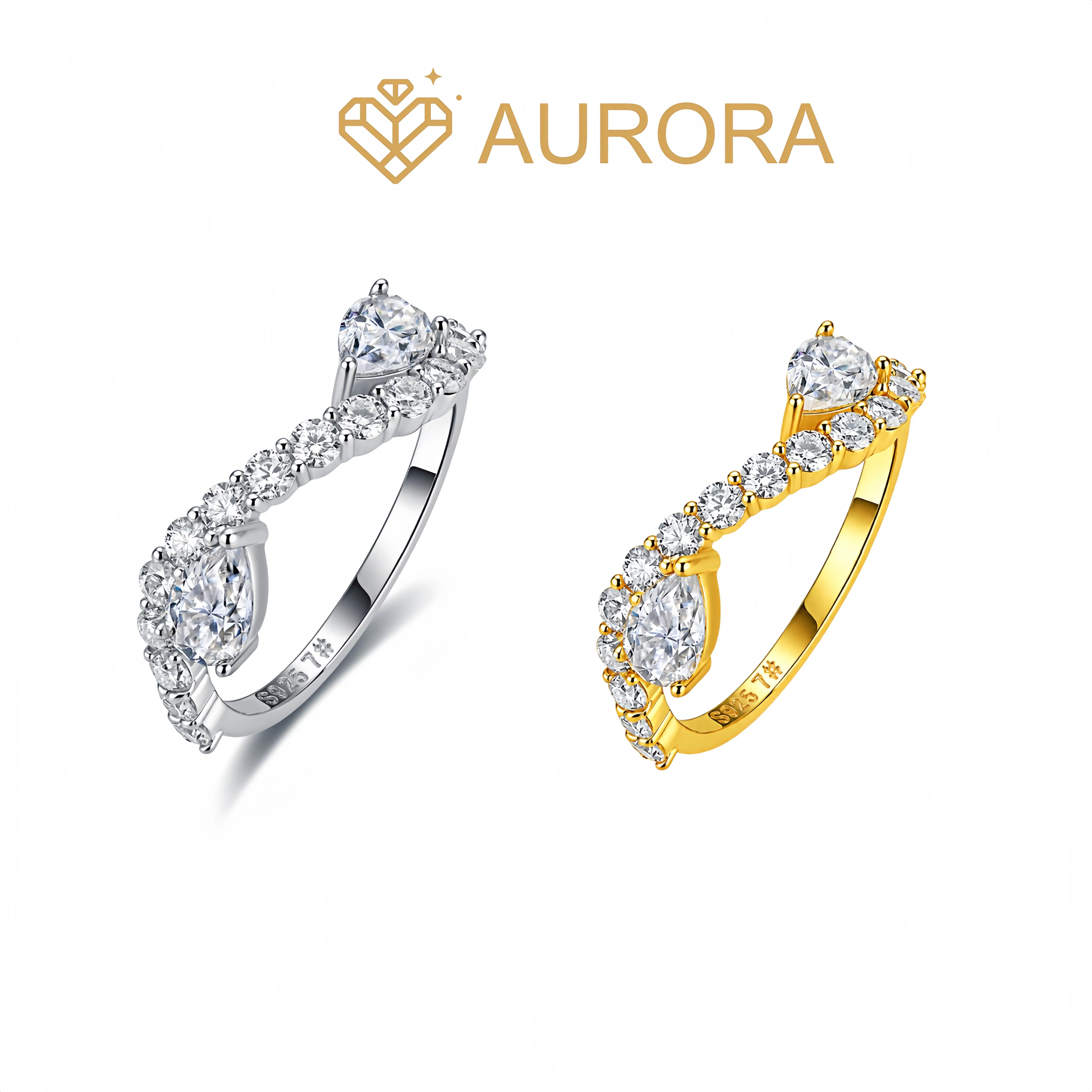 【#254 Elysia】Full Moissanite Band Ring main stone and side stone rings 925 sterling silver  gift with gift senior Anniversary  Jewelry Synthetic Moissanite