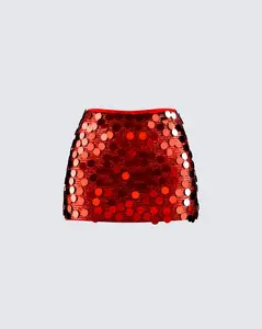 Philo Red Sequin Mini Skirt