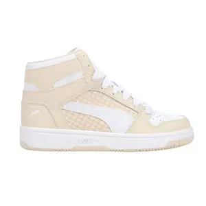 PUMA Womens Rebound Layup Houndstooth High  Sneakers Shoes Casual - Beige