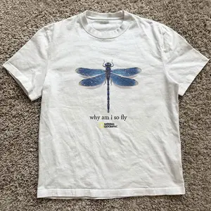 Gildan Men's and Women's T-shirt, National Geographic dragonfly “why am I so fly” t-shirt, Y2k Unisex Graphic Tees Gothic Grunge Emo Scene Amity Affliction Style Clothes Menswear Womenswear Streetwear