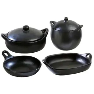 Authentic Chamba Gourmet Kitchen 4-Piece Gift Set - Black Clay Essentials for Soups, Stews, Roasts & More - Stovetop & Oven Safe – Handmade in Colombia