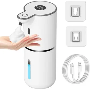 Automatic Soap Dispensers,12.8oz/380ml USB Touchless Automatic Foaming Soap Dispenser, 6-Level Adjustable, Rechargeabled Wall Mounted Smart Soap Dispenser for Bathroom Kitchen Dish Soap, Soap Container