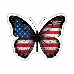 USA Flag Butterfly Sticker Premium Vinyl Decal Easy Application for Cars Laptops Tumblers & More Various Sizes