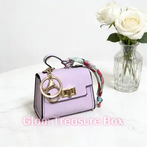1PCS Mini  Leather Keychain for Women - Cute Mini Bag Charm & Car Keyring with Colorful Strap, Small Purse Accessory Gift for Her