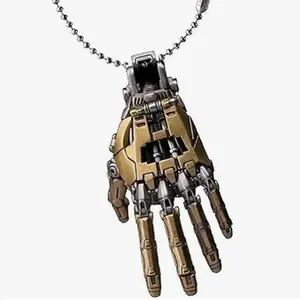 Fashionable mechanical bionic hand pendant with chain for men and women — creative robot hand necklace jewelry with movable finger joints
