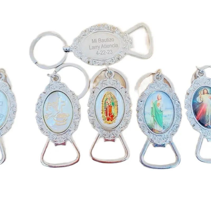 12pcs Personalized Dog & Cat Keychain Set - Religious Event Keepsakes, Baptism Party Favors for Pet Collar, Harness & Lead Attachment