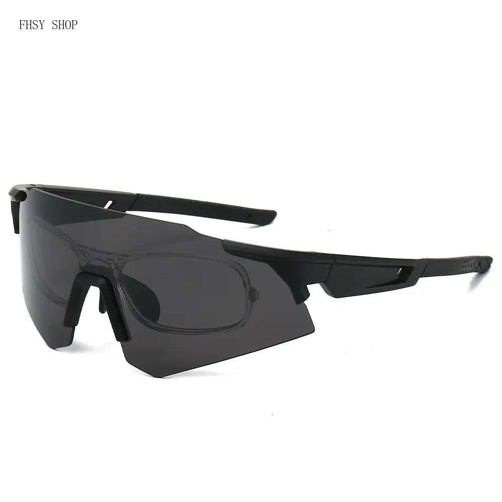 FHSY SHOP Black Oversized Shield Sunglasses with Rx Insert UV400 Filter Comfortable Non-Slip Temple Fashion Eyewear for Men Women Streetwear, Daily Wear, and Casual Outings LED Light Blocking Stickers, Sunglasses For Women, Men's Sunglasses
