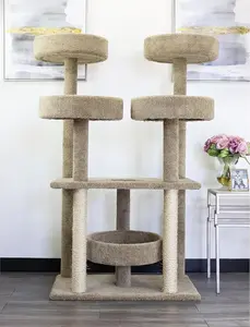 Maykoosh Cat Tree with Scratch Post and Sturdy Base, Southwestern Santuary Multi-Level Cat Cat Climbing Tower Cat Tree, Solid Wood and Carpet Construction.