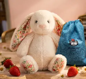 Jellycat Bashful Bunny Plush with Floral Liberty Ears, Jellycat Ultra Soft Floppy Rabbit Stuffed Animal, Cute Gift for Baby Kids & Collectors