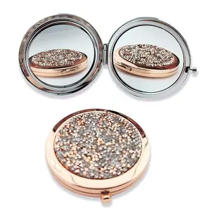 Crystal Double-Sided Portable Mini Mirror Compact Makeup