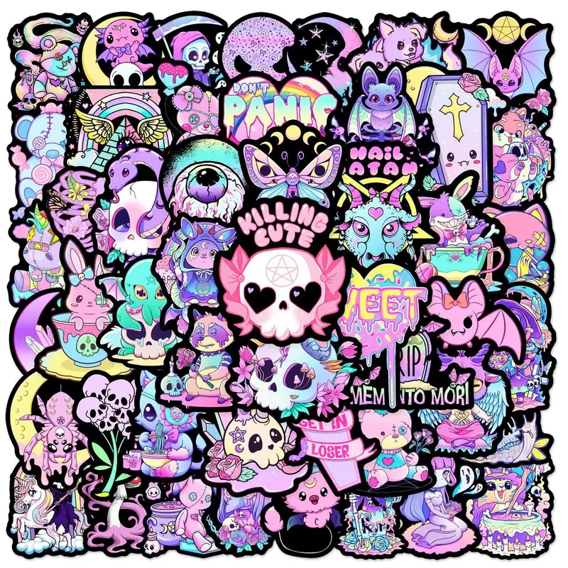 Gothic Series Graffiti very Naughty Stickers, 50pcs Summer DIY Creative Decorative Sticker, Cartoon Anime Naughty Stickers, Cool Stickers for Teens or Adult, Decorative Decal Accessories, Stickers, Bedroom Decor, Halloween, Sticker Packs