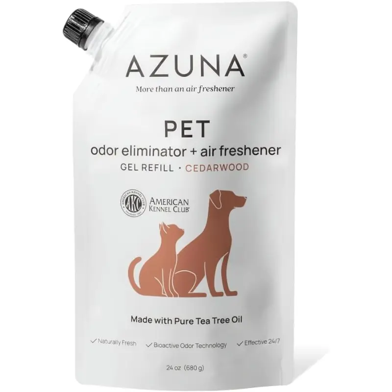 Azuna Pet Odor Eliminator Gel  Plant Powered Tea Tree Oil for Dogs Cats, Cedarwood Scent