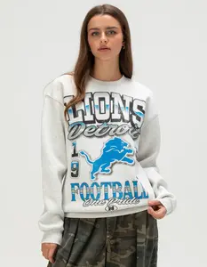 THE WILD COLLECTIVE Detroit Lions Womens Crewneck Sweatshirt THE WILD COLLECTIVE Detroit Lions Womens Crewneck Sweatshirt