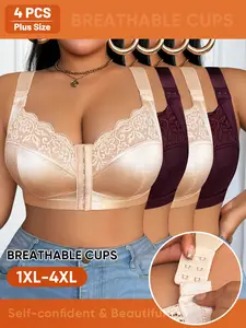 Plus Size Wireless Casual Bra Underwear (1xl-4xl), Anti-Sag Design, Sexy Push-Up Support, Front Buckle Closure, Perfect Fit for All Seasons