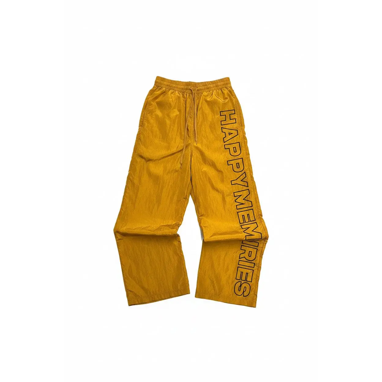 Happy Memories Nylon Wide-Leg Track Pants - Mustard Gold
