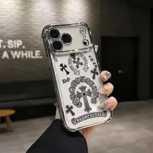 Black and white Gothic vintage patterns Phone Case for iPhone 17 AIR 17 PRO 16 PRO 15  PRO MAX  14 PLUS 13 PRO 12 11 series (silicone softshell) airbag anti-drop and shockproofmobile phone protective case
