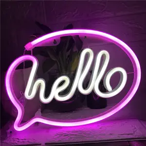 Hello Neon Signs with USB or Battery Operated for Wall Decor Bar Party Birthday Gift (Battery Not Included)