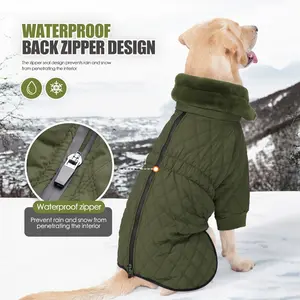 Elegant British-Style Dog Winter Coat – High-Neck Windproof Cotton Jacket, Perfect Christmas Outfit for Pets