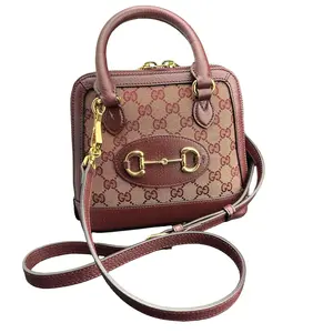 Pre-owned GUCCI GG Canvas Mini Bags Horsebit 1955 GG Mini Bag in Burgundy