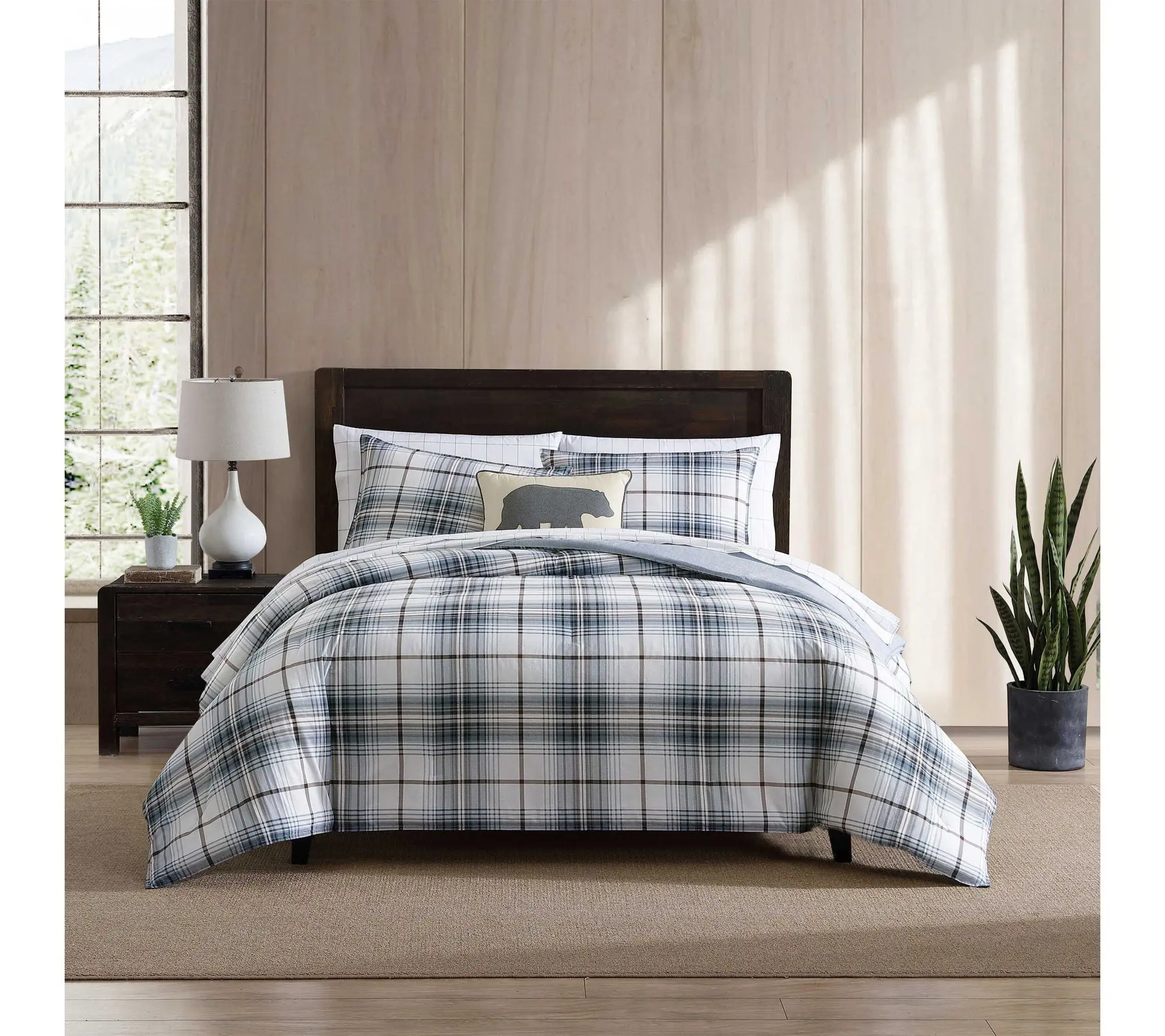 Eddie Bauer Alder Plaid Blue Cotton Twin Comforter Set Eddie Bauer Alder Plaid Blue Cotton Twin Comforter Set