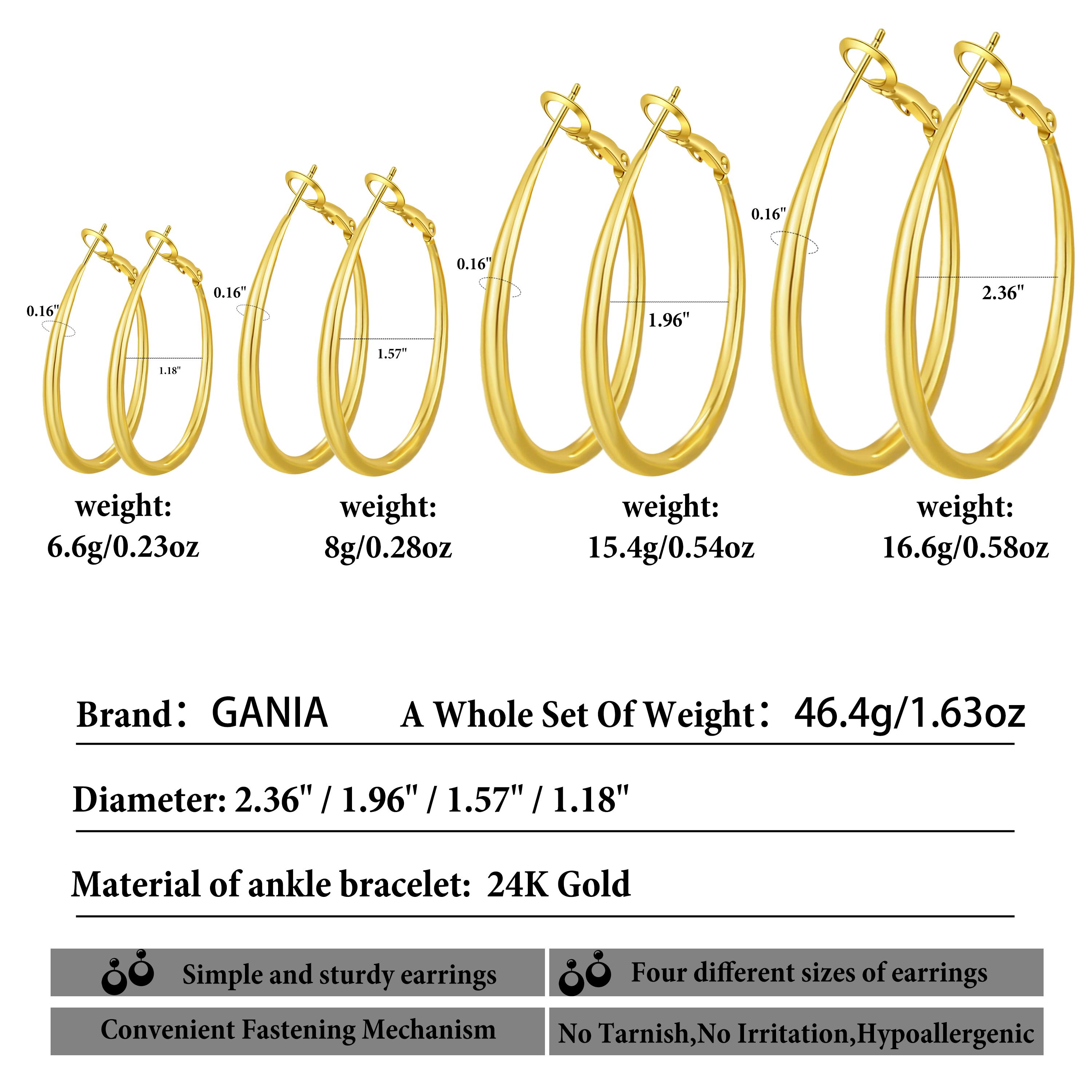 GANIA Gold Silver Hoop Earrings for Women Hypoallergenic Stainless Steel Lightweight Large Small Hoops Set 30mm 40mm 50mm 60mm Daily Wear Gift for Girlfriend Wife Mom