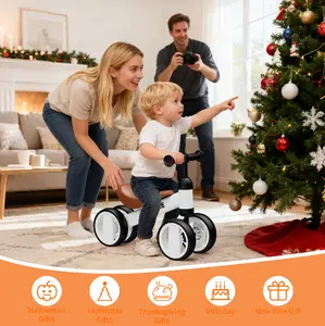 Kids Balance Bike, Four Wheels Without Pedals, Baby Walker, Baby Toys & Toddler Toys - Boys & Girls, Birthday Gift For One-year-old Children, First Riding Experience, No Need Battery, Christmas Gifts Halloween Gifts