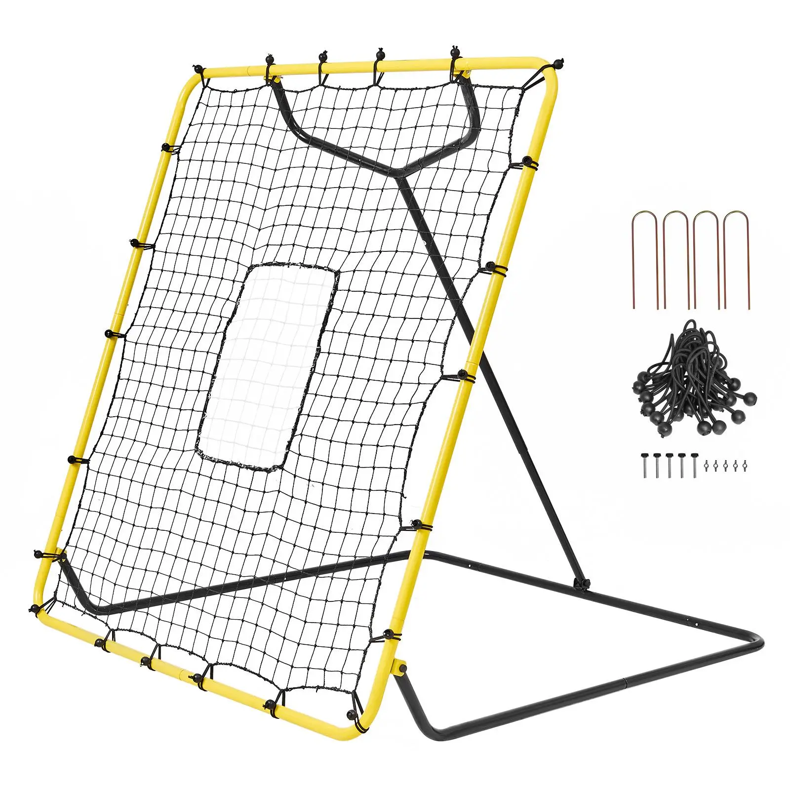 【Summerfinds】VEVOR Baseball And Softball Rebounder Net,  4 x 4.5 Feet PitchBack Baseball Nest for Pitching and Fielding Training, Pitch Return Trainer Rebound Net with Pitching Target, 4 Adjustable Angles