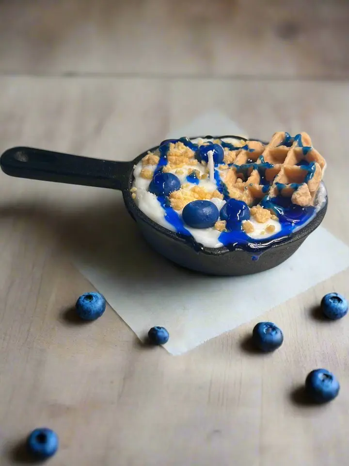 Blueberry Waffle Crumble Scented Soy Candle 6oz Cast Iron Skillet