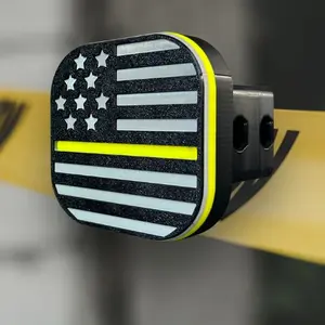 Yellow Thin Line Flag 2" Tow Hitch Receiver Hidden Key Cover