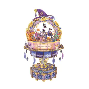 Tonecheer 3D Creative Magic Show Musical Puzzle DIY Craft Kit - Rotating Contemporary Music Box, Quirky Home Decor, Glow-in-the-Dark Starlight Ornament, Safe Eco-Materials, Fingertip Decor, AAA Battery Required, Summervibes, Craft Music Boxes