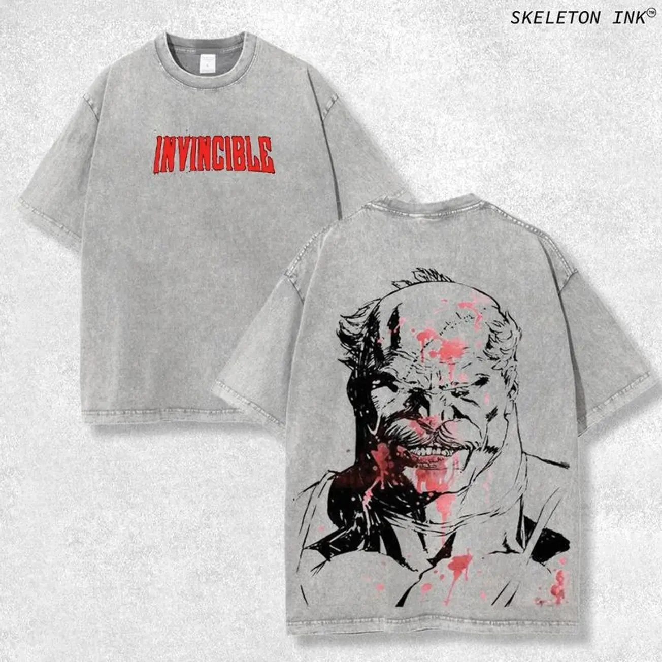 Conquest Invincible Anime Retro Limited Double Printed Heavy Oversize, Comic Washed Tee, Superhero Costume, Comic Book Fan TDT