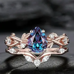 Light luxury high-end lotus seed inlaid women's ring with floral and floral craftsmanship