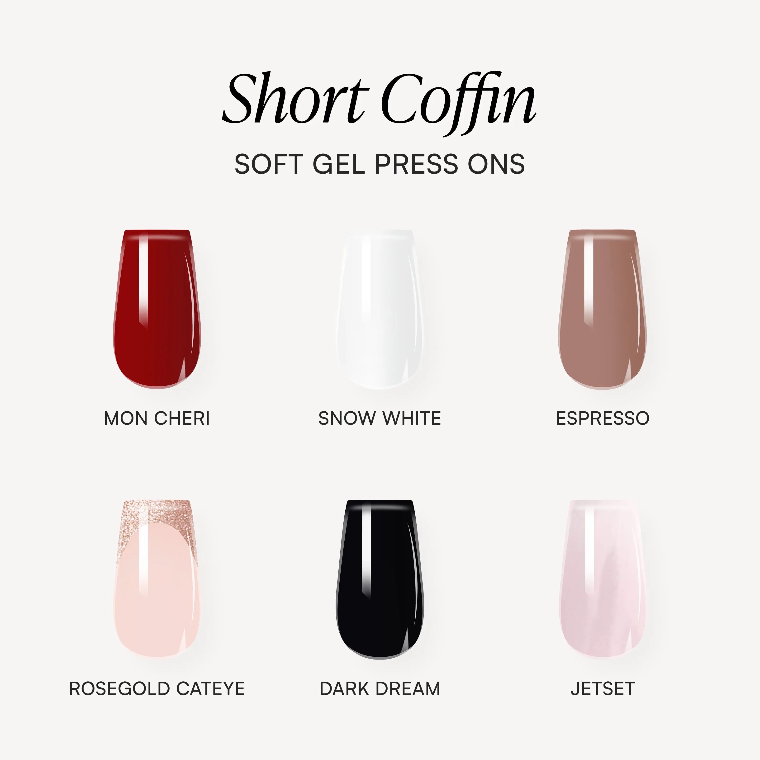 DOONAILS® Press-On Nails Short Coffin – Reusable Fake Nails Kit with Adhesive Tabs, 30 Pcs 15 Sizes
