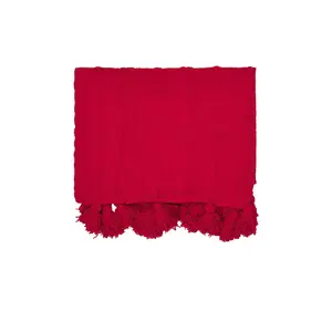 Sunday Citizen Braided Pom Pom Throw in Rouge