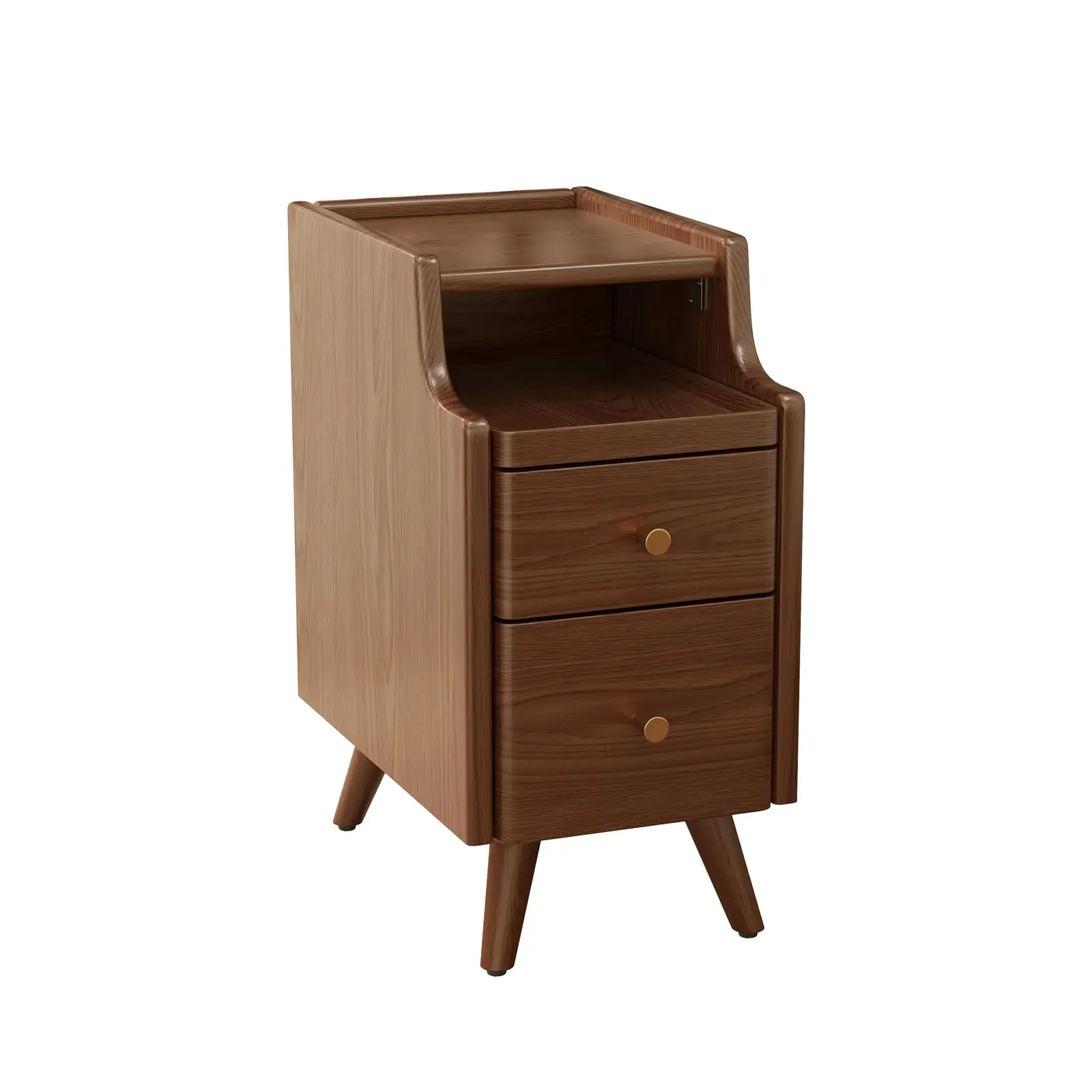 【Summer】Compact Solid Wood Walnut Nightstand – Space-Saving Bedside Table with Drawers, 3 Sizes for Modern Bedrooms