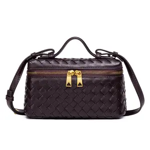 【Mother's Day】Hand-Woven Square Box Bag, New Zipper Storage Tote, Portable Handheld One-Shoulder Crossbody Bag, Daily Fashion Organizer Bag