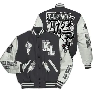 Dislike Us Varsity Jacket, Chunky Letterman Style Bomber, Edgy All-Over Print Streetwear, Bold Fashion Gift Idea