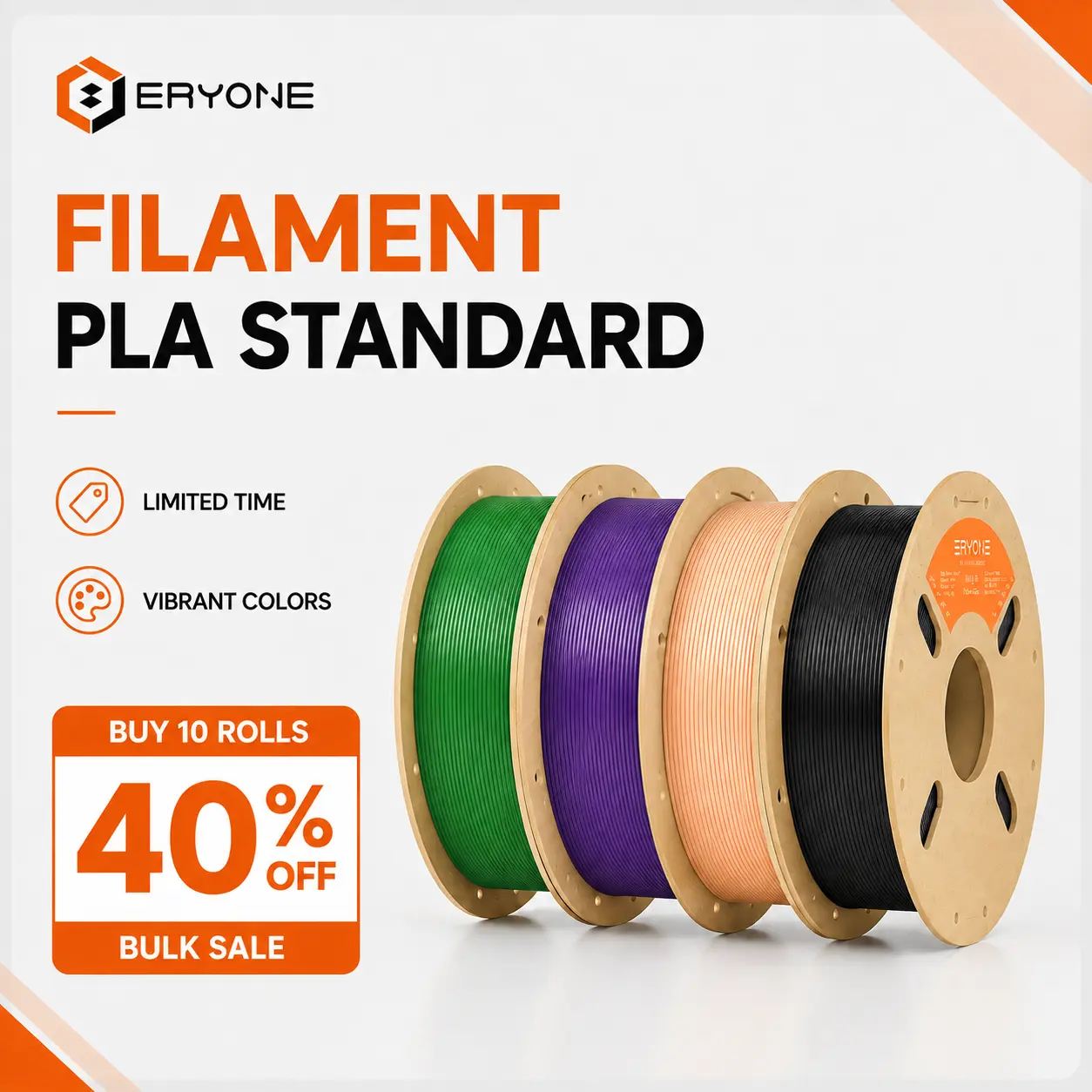 ERYONE High Quality Multicolor PLA Filament 1.75mm - 1KG Cardboard Spool 3D Printing Supplies, 0.03mm Tolerance, No-Clog for Smooth Prints, Suitable for Beginners, Includes Customer Support