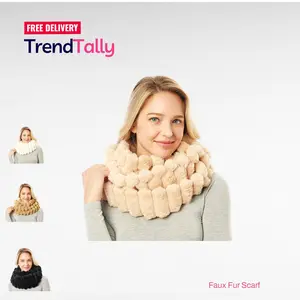 LOF Infinity Scarf Loop Cozy Vegan Faux Fur Winter Neck Warmer 8" L x 30" W Ultra-Soft High-Pile Heat Retention Versatile Styling Fashion Accessory for Chilly Commutes