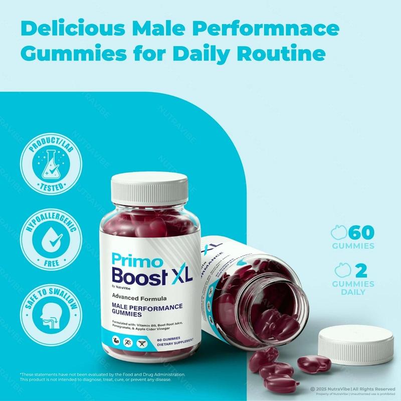Primo Boost XL Gummies, Advanced Formula, PrimoBoost XL Supplement All Natural Formula Maximum Strength 2 Pack