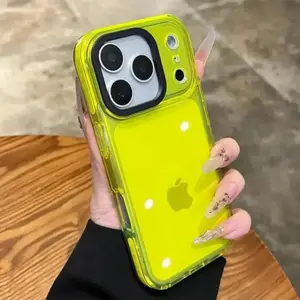 Luxury Transparent Airbag Phone Case For iPhone 17Air 17 16 15 14 13 12 11 Pro Max Plus Contrasting Bumper Shockproof TPU Cover Protective Cellphone