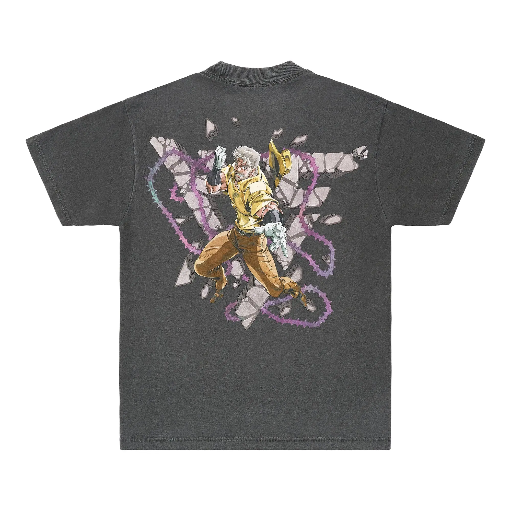 Men's Vintage Black Graphic T-Shirt - Officially Licensed VIZ MEDIA Menswear Collaboration, Cotton, Short-Sleeve, Round Neck, Streetwear, Non-Stretch, Machine Washable, Printed Art, True Fit, Casual, Made in Los Angeles Clothes