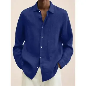 Men's Oxford Shirt, Solid Color Casual Button-Down Collar, Long Sleeve Dress Shirt with Pocket, Durable Cotton Fabric, Elegant & Comfortable Fit